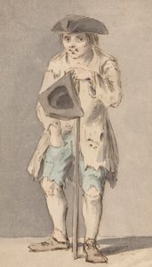 Beggar with Staff Holding Tricorn Hat by Louis Philippe Boitard