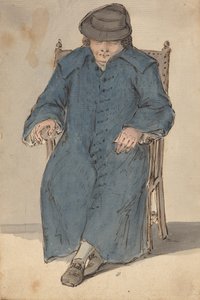 Man Asleep in a Long Blue Coat by Louis Philippe Boitard