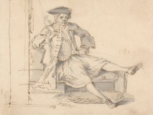 Naval Officer seated Smoking
