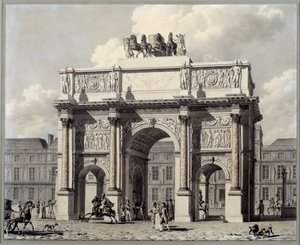 View of the triumph arch of the carousel in Paris by Louis Pierre Baltard