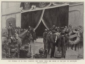 The Funeral of M Zola, carrying the Coffin from the House in the Rue de Bruxelles