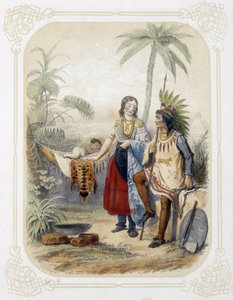 Family in Oceania - in Album du Jeune Voyageur, Illustrated by Louis Lassalle by Louis Simon Lassalle