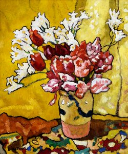 Vase, Tulips and White Flowers by Louis Valtat