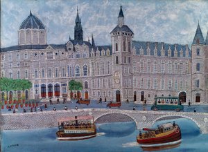 View of the Palace of Justice in Paris by Louis Vivin