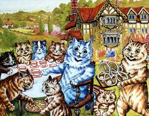 A Tea Party at Napsbury by Louis Wain