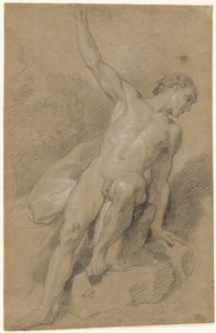 Male Nude Seated on Rocks by Louis de Boullogne the Younger