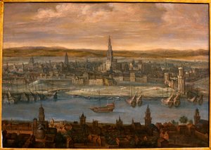 View of Seville - Painting attributed to Louis de Caulery, beginning 17th century - Museum of Fine Arts of Seville, Spain by Louis de Caulery