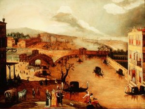 Scene Galante in a River Landscape by Louis de Caullery