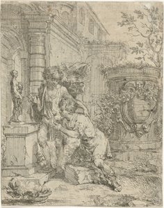 Two Boys by a Statue of Venus by Louis de Deyster