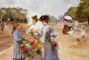 The Avenue of the Bois de Boulogne - Spring Morning by Louis de Schryver
