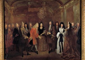 King Louis XIV (1638-1715) received Prince Frederic Augustus of Saxony from Elizabeth Charlotte d