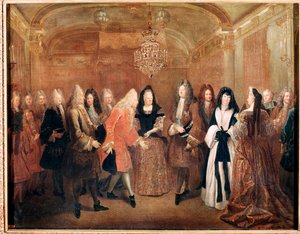 King Louis XIV Receives Prince Frederick Augustus I at Fontainebleau by Louis de Silvestre