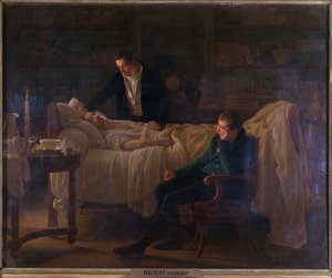 Marie Francois Xavier Bichat dying surrounded by the doctors Esparon and Philibert Joseph Roux
