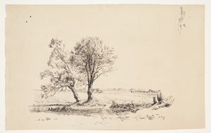 Landscape with Willow Trees by a Stream by Louise Ravn Hansen