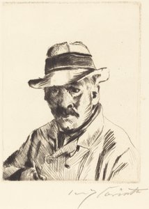 Self-Portrait in a Straw Hat by Lovis Corinth