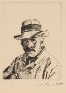 Self-Portrait in a Straw Hat, Bust Length, 1913