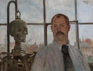 Self-Portrait with Skeleton by Lovis Corinth