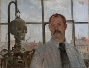 Self-Portrait with Skeleton by Lovis Corinth