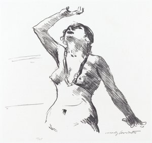 Female Nude Defending Herself