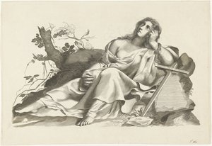 Personification of Hope Sitting with a Cross by Lubertus Teunis van Deth