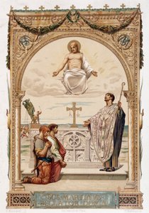 Saint Martin evangelizer of Gaul under the eye of Christ - chromo. according to a painting by Merson