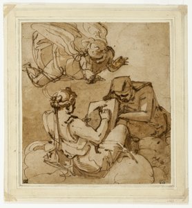 Allegorical Subject (Angel above Two Sibyls) by Luca Cambiaso