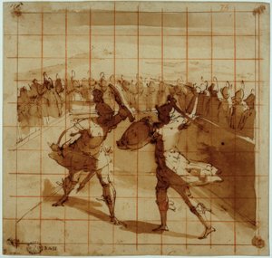 Aeneas against Turnus by Luca Cambiaso