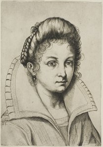 Portrait Bust of a Woman with a Large Collar, from Perfect School to Learn How to Draw the Entire Human Body