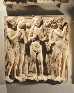 Praise Him with Sounding Cymbals (Psalm 150, Praise the Lord), Panel with Putti and Angels Playing Cymbal by Luca Della Robbia