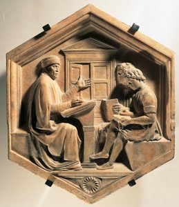 The scholar Priscian, teaching two students