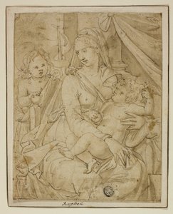 Virgin and Child with the Infant John the Baptist by Luca Penni