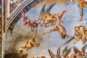 Damned to hell, detail with devils and damned