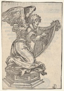 A Silver Statuette of an Angel Playing the Harp, from the Large Series of Wittenberg Relics by Lucas Cranach the Elder