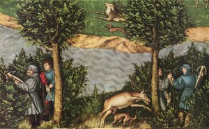 A Stag Hunt with the Elector Friedrich the Wise (detail) by Lucas Cranach the Elder