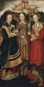 Altarpiece with the Martyrdom of Saint Catharine, Right Wing: The Saint Barbara, Ursula and Margaret by Lucas Cranach the Elder