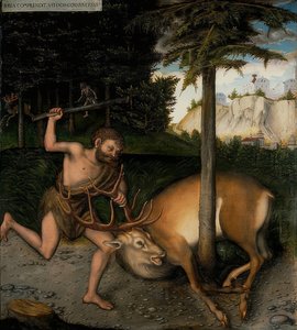 Hercules and the Ceryneian Hind. From the Series of the Labors of Hercules by Lucas Cranach the Elder