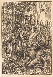 Hunter on Horseback Hunting a Wild Boar by Lucas Cranach the Elder