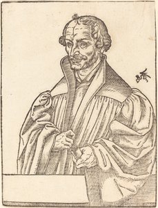 Philip Melanchton, Half-Length to the Left, Standing Behind a Breastwork by Lucas Cranach the Younger