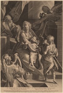 The Holy Family and Two Angels by Lucas Kilian, after Bartholomaeus Spranger