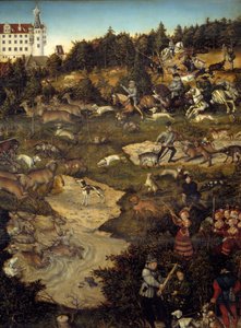 Hunting in honor of Charles V at Torgau Castle (Germany) (detail). Painting by Lucas Cranach by Lucas the Elder Cranach