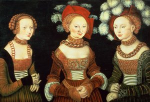 Three Princesses of Saxony, Sibylla, Emilia and Sidonia, Daughters of Duke Heinrich of Frommen by Lucas the Elder Cranach