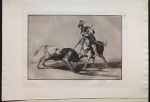 Bullfights: El Cid Campeador Spearing Another Bull by Lucas van Leyden