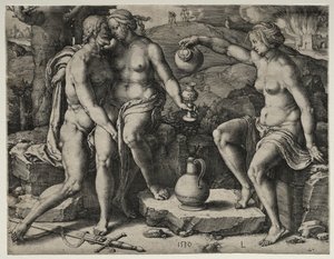 Lot and His Daughters, 1530 by Lucas van Leyden