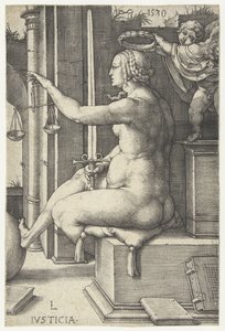 Justice (title on object) Seven Virtues (series title) by Lucas van Leyden