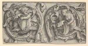 Triton and Siren in Tendrils by Lucas van Leyden