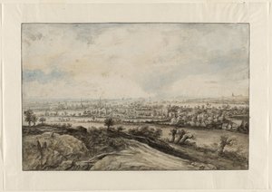 A Panoramic River Landscape with Pollard Willows by Lucas van Uden