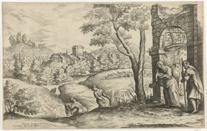Landscape with the Holy Family and Two Midwives by Lucas van Uden