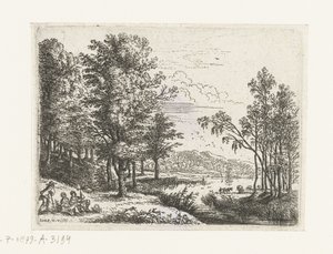Landscape with Three Figures by a Lake (Small Landscapes) by Lucas van Uden