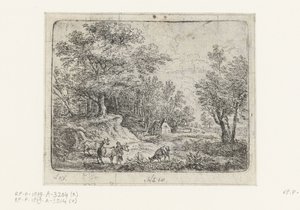 Landscape with Three Cows and a Woman (Small Landscapes) by Lucas van Uden