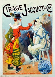 Advertising for Jacquot Polish. Two Clowns Making Up with Polish. Drawing by Lucien Lefevre. 1894 Paris. Arts Decoratifs - Advertisement for Wax Jacquot: Two Clowns Making Up with Shoe Polish, by Lucien Lefevre by Lucien Lefevre